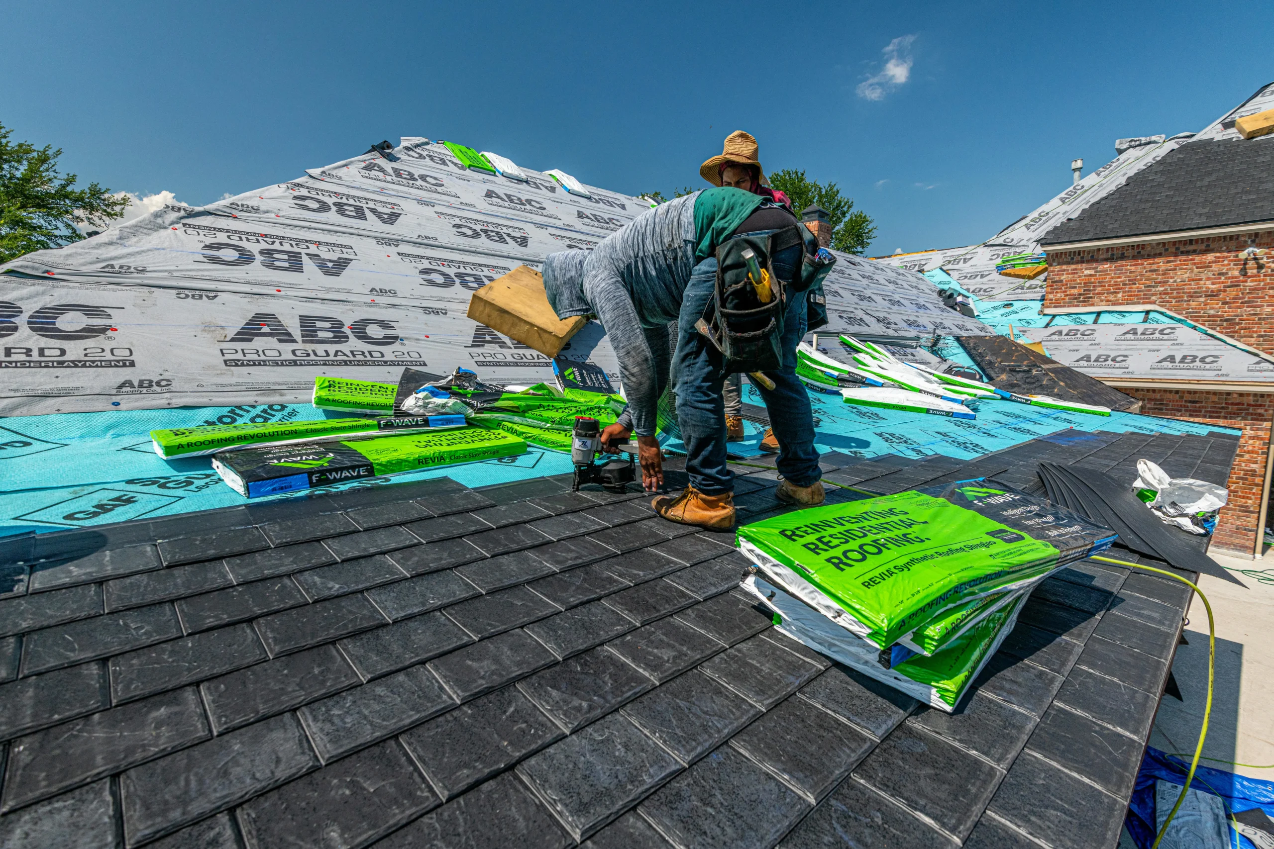 Roofing contractor on a job site